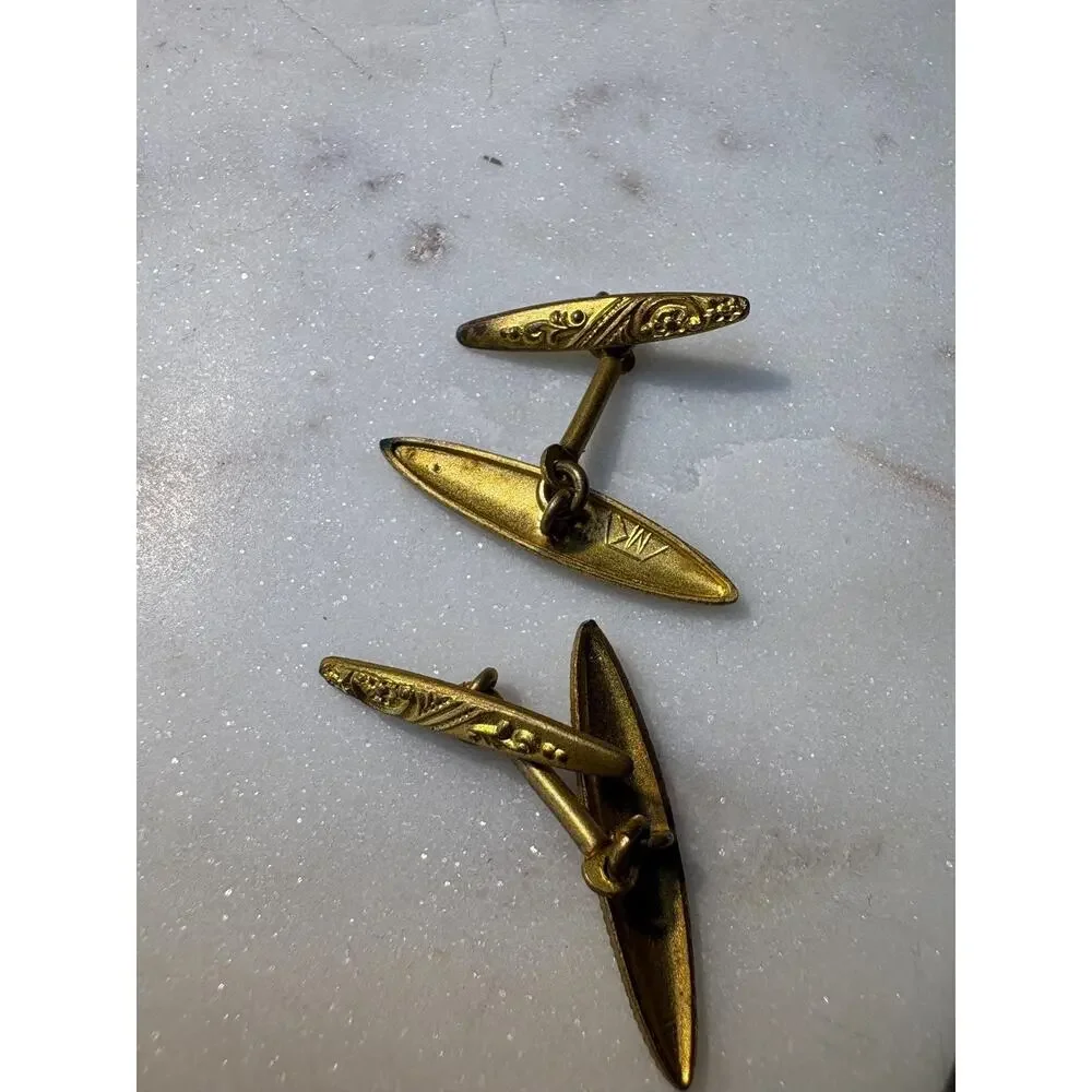 Vintage VTG Cufflinks in Victorian style very old Initials MK inside
